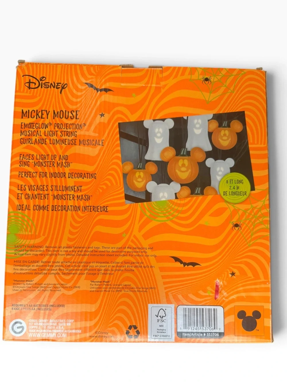 NEW Disney Mickey Mouse & Ghosts EmoteGlow Halloween Light String (Set of 8)